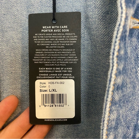 NWT Hudson Denim Long Sleeve Button Down Trucker Jacket L/XL - Picture 7 of 15